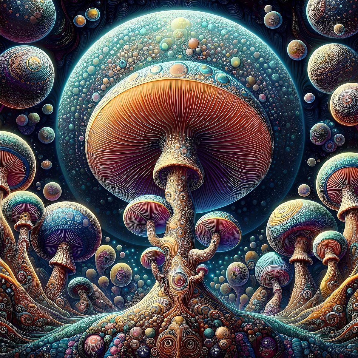Detailed mushroom artwork for a visual-led campaign